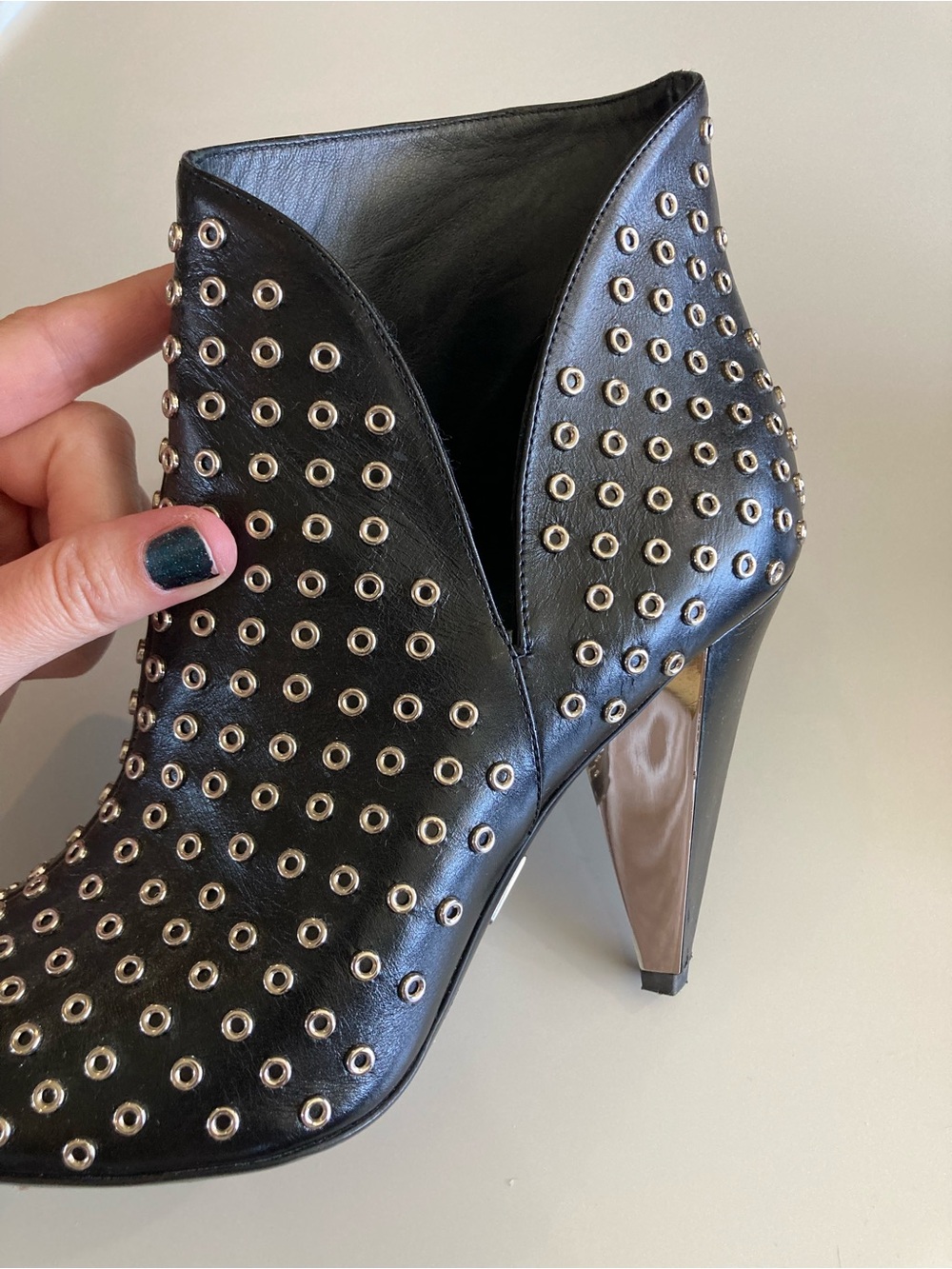 Michael Kors Black Studded Pointed Toe Ankle Booties - Picture 3 of 8